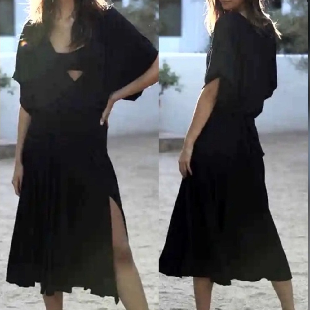 NWT Free People Beach Kauai Wrap Midi in Black Oversized- Size Medium